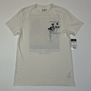 Lee Dungarees Permanent Vacation Palm Tree Graphic Tee White Mens Small NWT